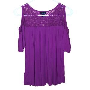 a.n.a. Shirt Raspberry Cold Shoulder Blouse XS